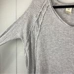We The Free People Catalina Gray Long Sleeve Thermal T-shirt Scoop Neck Raw Hem Photo 3