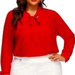 Hanna Nikole Elegant Red Mock neck bow tie Women's Blouse Size 18W Photo 2