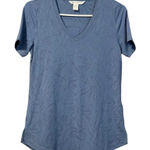 Athleta  Floral‎ Blue Essential V-neck Mesh Trim Short Sleeve T-Shirt size XS NWT Photo 0