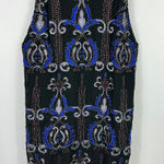 Francescas Beaded Sheer Overlay Dress S Black Blue Whimsigoth Art Deco Y2K Photo 0