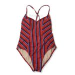 Kona Sol NWOT Red Blue Stripe Lace-Up Back Crisscross One Piece Swimsuit New Photo 2