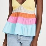 STAUD Olympia Tiered Cami Halter Colorblock Cotton Tank Top Shirt Blouse Size S Photo 0