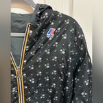 KWAY Waterproof Black Floral Hooded Jacket w rainbow zipper trim reversible M Size M Photo 2