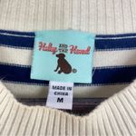 Haley and the Hound Striped Sweater Dress Crew Neck Knit Shift Blue White Medium Photo 8