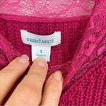 Sundance ‎ Pink V Neck Lace Trim Cotton Blend Pullover Sweater Small Photo 1