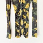 Richard Quinn Dress Floral Rose Ruched Sheer Mesh Shirtdress Black Size 6 Photo 4