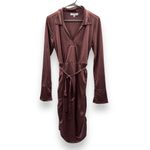 RTR Louna Brown Shimmery Collared Long Sleeve Side Ruched Mini Dress Sz L Size L Photo 2