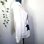 White Satin Hoodie Sweatshirt Heartbreaker Girl on Front Size L Photo 3