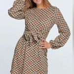 Davi & Dani  tartan plaid tie waist knit dress with pockets size small Photo 0