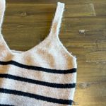 ZARA  V Neck Sweater Tank Fuzzy Stripped Ribbed Crop Top S Tan Black Layer Photo 1