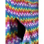 Nina McLemore Womens 100% Silk Blazer Jacket Size 6 Bright Multicolor Checkered Purple Photo 4