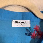 Kindred  Blue Red Embroidered Floral Button Down Shirt Womens 3X Boho Festival Photo 10