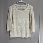 Anthropologie Moth Ivory Acrylic Eyelet Lace Crewneck Sweater Small White Photo 0