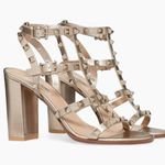 Valentino Garavani Rockstud Caged 90mm Block Heel Sandals Silver Leather Size 39 Photo 0