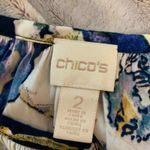 Chico's Primavera Floral Blouse Womens Size Large Navy Long Sleeve V-Neck Top Photo 3