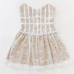 For Love & Lemons  Jelena White Tan Lace Strapless Mini Dress Women’s Size Medium Photo 12
