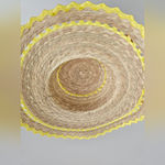 Vintage Sunflower Straw Hat Orange Bow Round Sun Wide Brim Straw Hat Tan Photo 4