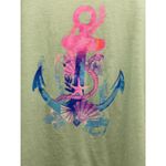 Caribbean Joe  Women Size XL Green Colorful Anchor Beach Short Sleeve Graphic Tee Photo 1