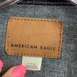 American Eagle  Distressed Dark Wash Denim Cropped Jean Jacket Photo 1