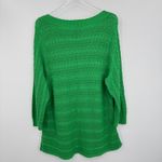 CHAPS sweater 2X linen blend pullover boatneck pointelle knit kelly green Photo 2