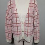 LC Lauren Conrad pastel pink plaid cardigan size large Photo 2