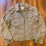 Christopher & Banks  Jacket Medium Olive green jeweled buttons lightweight pocket Photo 0