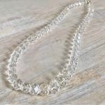 Vintage Graduated Crystal Glass Faceted Beaded Necklace White Photo 0