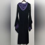 Spirit  M/L Magic Velvet Black n Purple Spooky Hooded Maxi Gown Photo 1
