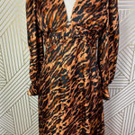 Sandro  Leopard Print Silk Twill‎ Maxi Dress Faunie Pintuck 38 US 6 Elegant Chic Photo 5