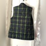 J.Jill Plaid Vest Down Filled Puffer Snap Front oversized Sz S Tartan Blue Green Photo 9