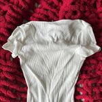 EXPRESS  White Ribbed Short Sleeve Bodysuit Photo 3