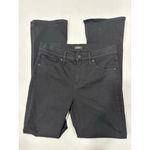 EXPRESS Women's Pitch Black Skyscraper Mid Rise Flare Jeans, Slits, Size 8 Short Photo 8