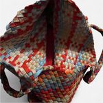 Source Unknown Multicolored Woven Leather Tote Bag, EUC Photo 3