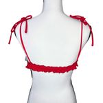 J.Crew  Smocked Ruffle Edge Tie Shoulder Square Neck Bikini Top Size 2X Red Swim Photo 5