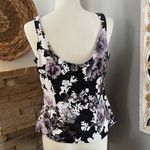 Alex Evenings  Floral Y2K Tank Top in Black and Purple Photo 2