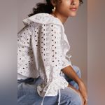 Anthropologie  Porridge White Eyelet Lace Romantic Top Boho Blouse Size Small S Photo 1