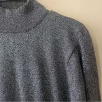 Vintage Metallic Silver Long Sleeve Turtle/High Neck Silver Top Size Small Photo 3