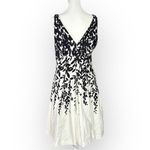 Ralph Lauren Lauren  A-Line Midi Dress Women's 8 White Black V-Neck Sleeveless Photo 4