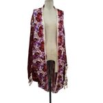 Free People  Bali‎ Wrapped In Blooms Shawl Kimono Wrap Berry Combo One Size Photo 2