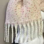 LC Lauren Conrad  Women’s Cream and Red Wool Scarf with Tassels Photo 4