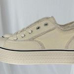 Butter Yellow Cream Distressed Canvas Platform Lace Up Sneaker 10.5 / EU 41 Photo 0
