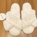 Miss to Mrs Bride Slippers Faux Fur Fluffy White Wedding Honeymoon NWT Size: 8/9 Photo 0