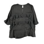 Who What Wear  Tiered Ruffle Blouse Size S Black Short Sleeves Flowy Oversized Photo 1