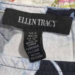 Ellen Tracy  women’s size small blue floral hi low linen blouse short bell sleeve Photo 4