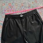 Abercrombie & Fitch Vegan Leather Black Straight Leg Elastic Waist Pants Size XL Photo 7
