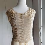 Y2K Knit Metallic gold/cream Womens Dress holiday NYE Sparkle Size Large Photo 1