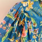 Alémais June Blue Floral Linen Puff Sleeve Mini Dress US 6 Photo 2