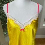 Vintage Victoria’s Secret Yellow White Hot Pink Slip Dress Chemise Size Large Photo 5