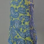 Lilly & Van Lime & Blue Paisley Faux Wrap Pleated Trim Mini Skirt Size Large Photo 2