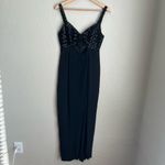 Vintage 80s Flirtations Beaded Sequin Evening Gown Dress Black Photo 1